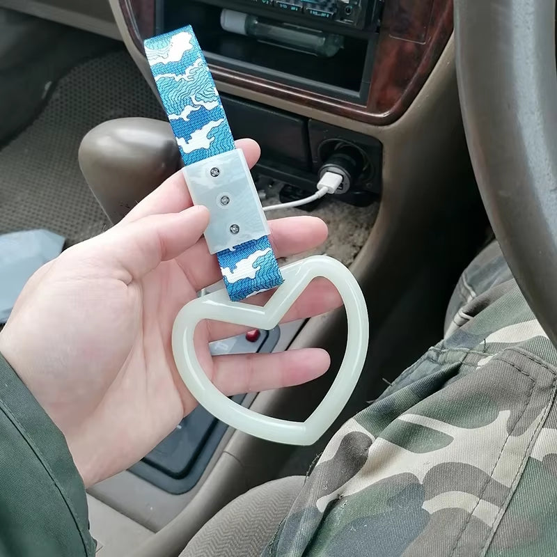 JDM Train Bus Handle Hand Strap 1Pcs Tsurikawa Ring Heart Styling Drift Charm Strap Drift Auto Accessories Car Strap Decoration