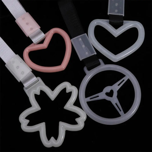 Handle Charm Rear Bumper Warning Ring Tow Strap JDM JDM Tsurikawa Ring Fluorescent Broken Heart Car Handrail Belt