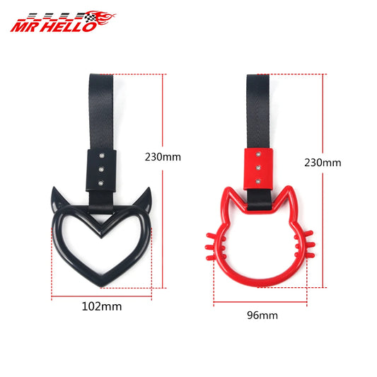 JDM Broken Heart Tsurikawa Ring Handle Hand Strap Auto Bus Car Drift Charm Warning Tag