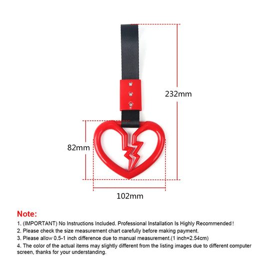 1pcs Broken Love JDM Train Bus Handle Hand Strap Ring Heart Styling Drift Charm Strap Drift Auto Accessories Car Strap