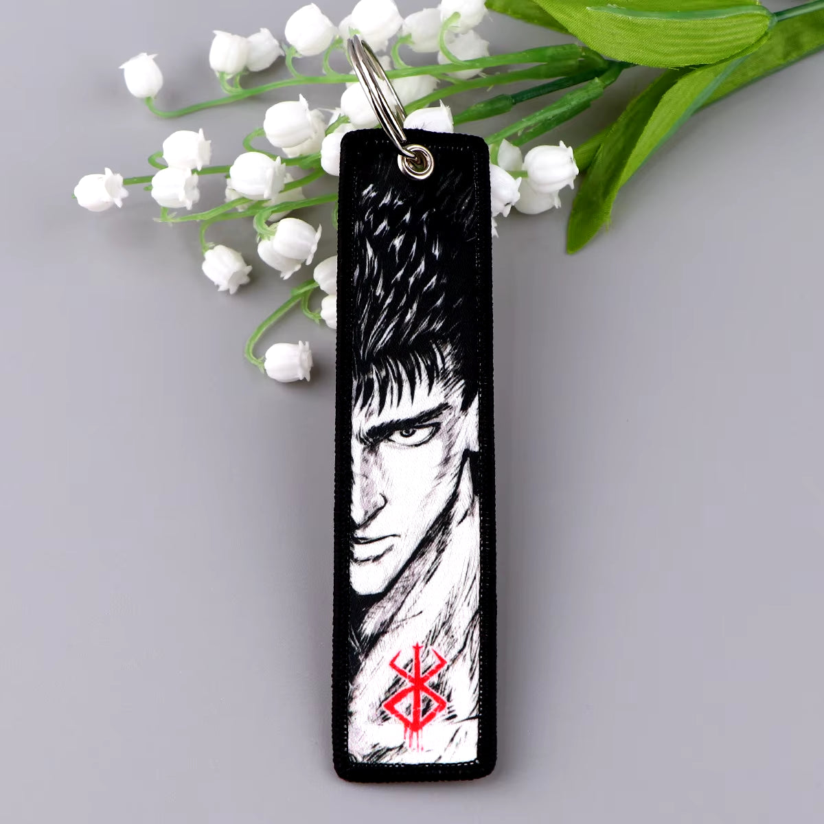 Japanese Anime Berserk Double Sided Embroidery Key Keychains Car Key Chains Keyring Accessories