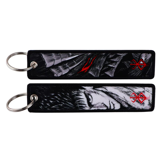 Japanese Anime Berserk Double Sided Embroidery Key Keychains Car Key Chains Keyring Accessories
