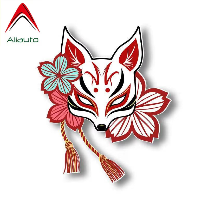 Japanese-inspired kitsune fox mask vinyl car decal
